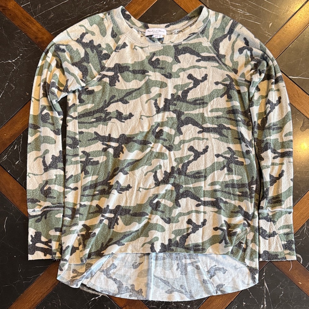 Michael Stars Green Camo Long Sleeve Tee